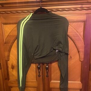 Balera Olive Green Crop Top with Neon Stripes
